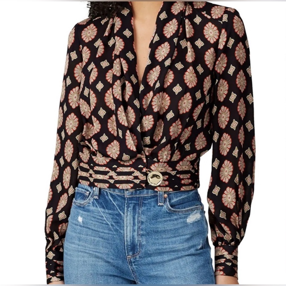 NICHOLAS Black and Red Medallion Women's Blouse